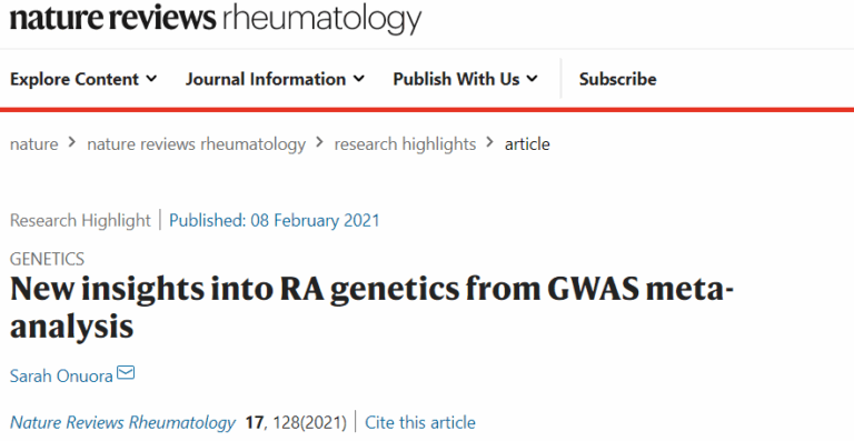 Read more about the article Nat Rev Rheumatol highlighting an Eunji’s work