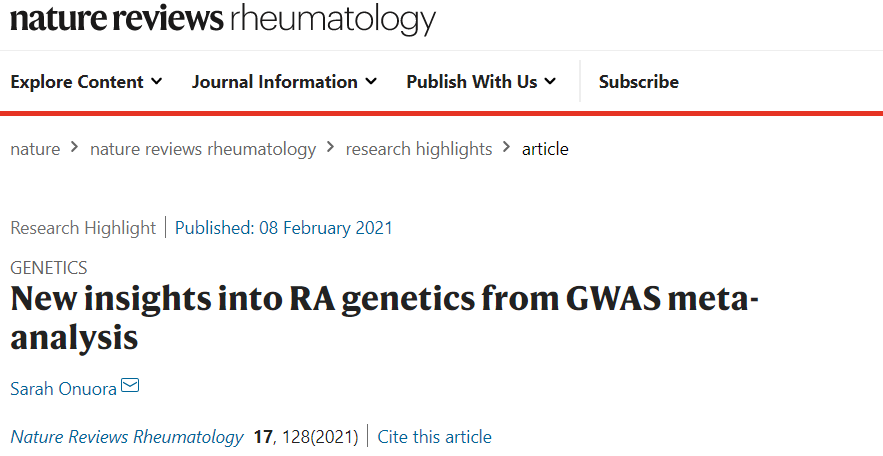 Read more about the article Nat Rev Rheumatol highlighting an Eunji’s work